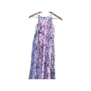 Tommy Hilfiger Women’s Blush Pink Red Floral Lines Print Sleeveless  Ruffled 10